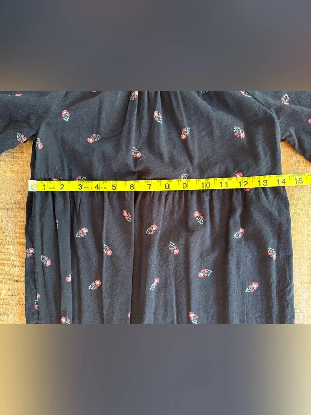 Old Navy Girls Large 10-12 Black Floral Tiered Dress Puff Sleeve